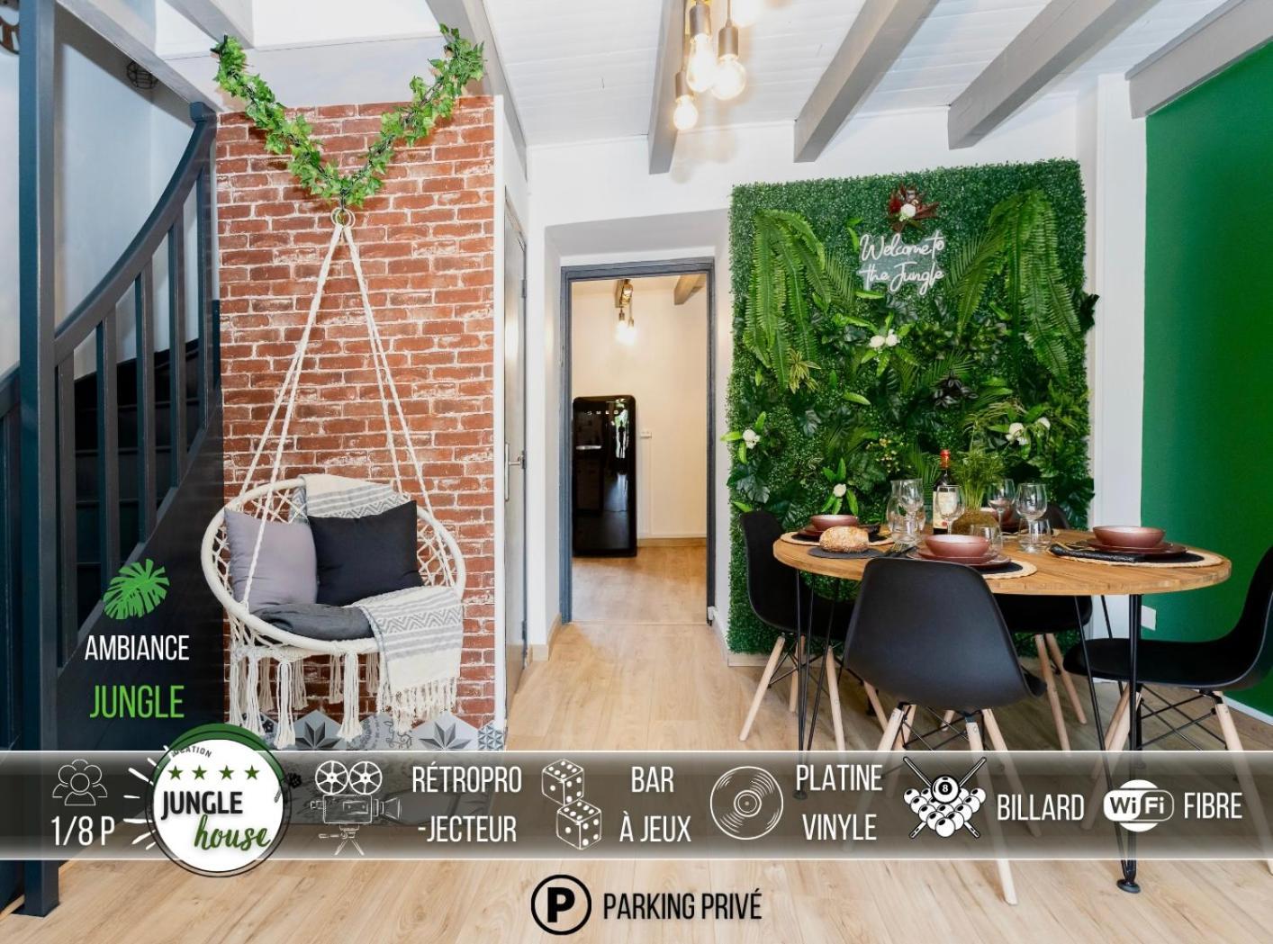 Maison "Jungle House" 90 M2 Billard, Retroprojecteur, Bar A Jeux , Vinyle, Wifi Fibre, Ideal Pro & Famille A Montbrison Eksteriør billede